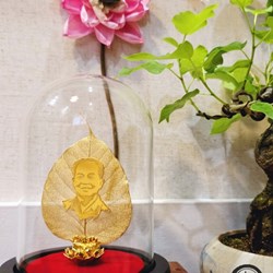 Tác phẩm nghệ thuật, quà tặng lưu niệm, lá bồ đề mạ vàng 24K