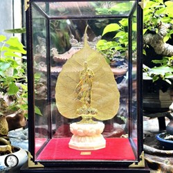 Tác phẩm nghệ thuật, quà tặng lưu niệm, tượng thày Thích Pháp Hòa mạ vàng (15x25) Cm