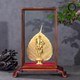 Lá bồ đề mạ vàng và tượng Thày Thích Minh Tuệ (không bao gồm kỷ gỗ)